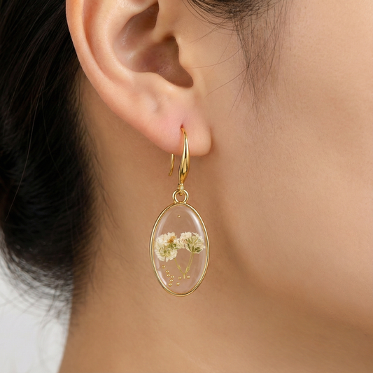 Orecchini Elsa - Fiori veri, Resina e Acciaio Inox