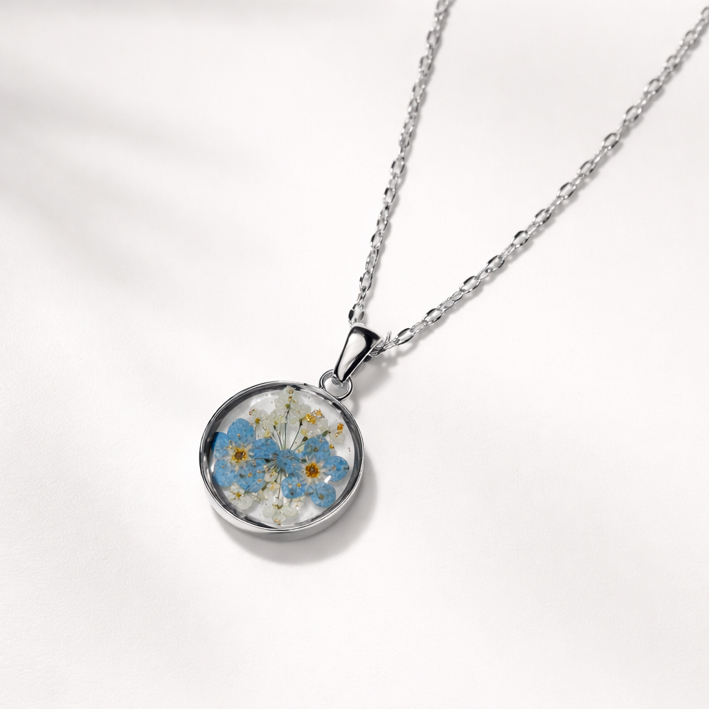 Ciondolo Eternity - Fiori veri, Resina e Acciaio Inox