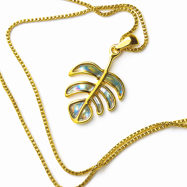 Ciondolo Monstera di Abalone - Acciaio Inox