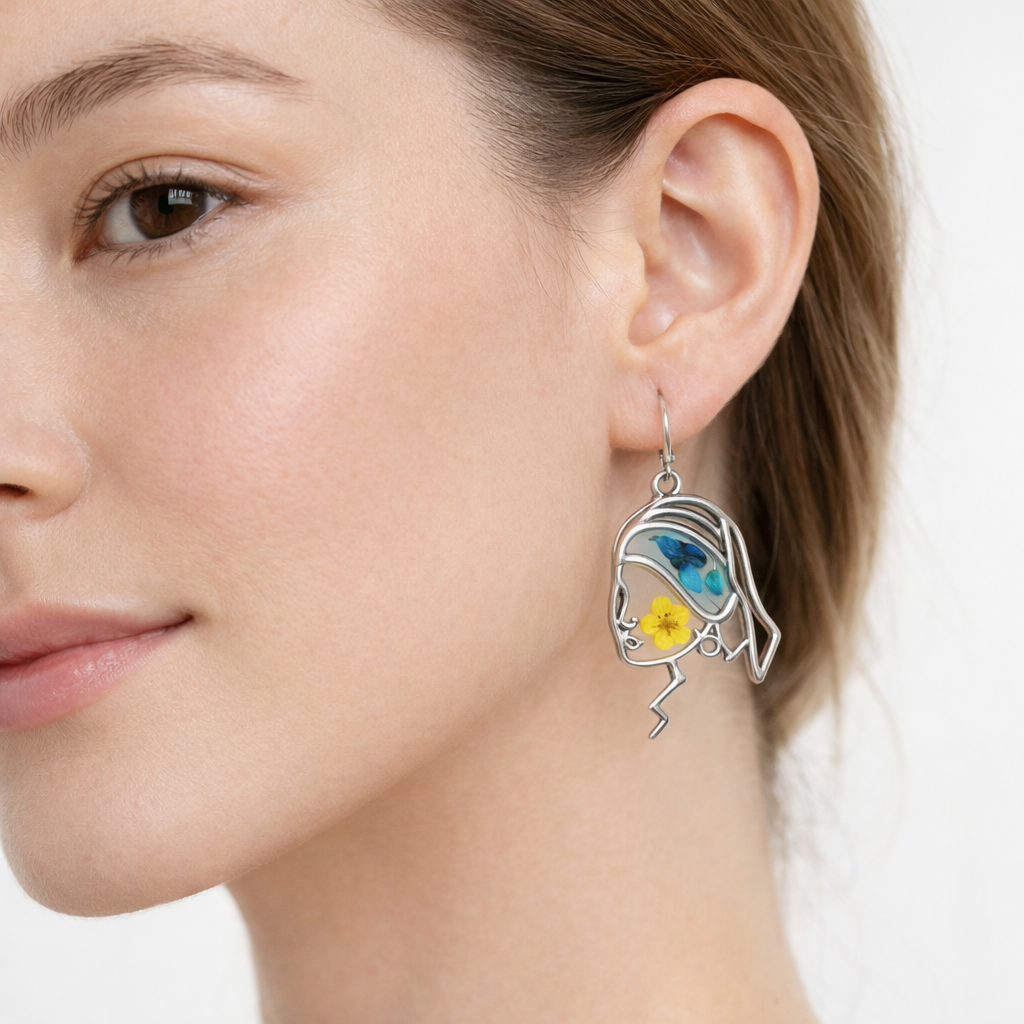 Orecchini Marianne - Resina, Fiori veri e Argento 925
