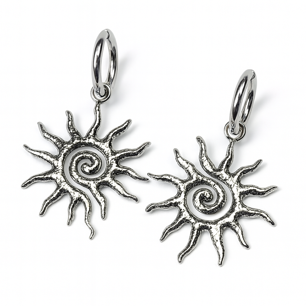 Orecchini Sole Tribale - Acciaio Inox