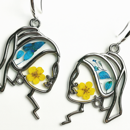 Orecchini Marianne - Resina, Fiori veri e Argento 925