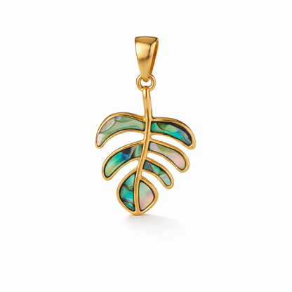 Ciondolo Monstera di Abalone - Acciaio Inox