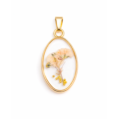 Ciondolo Elsa - Fiori veri, Resina e Acciaio Inox