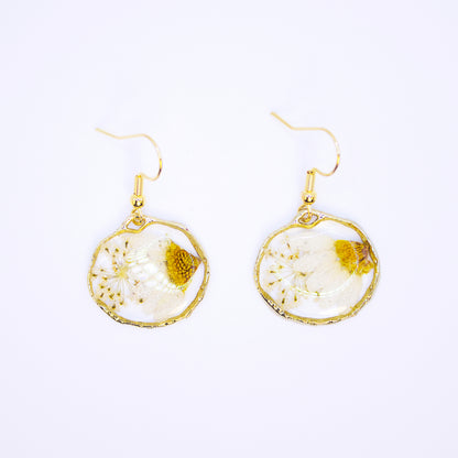 Orecchini Daisy - Fiori veri, Resina e Acciaio Inox