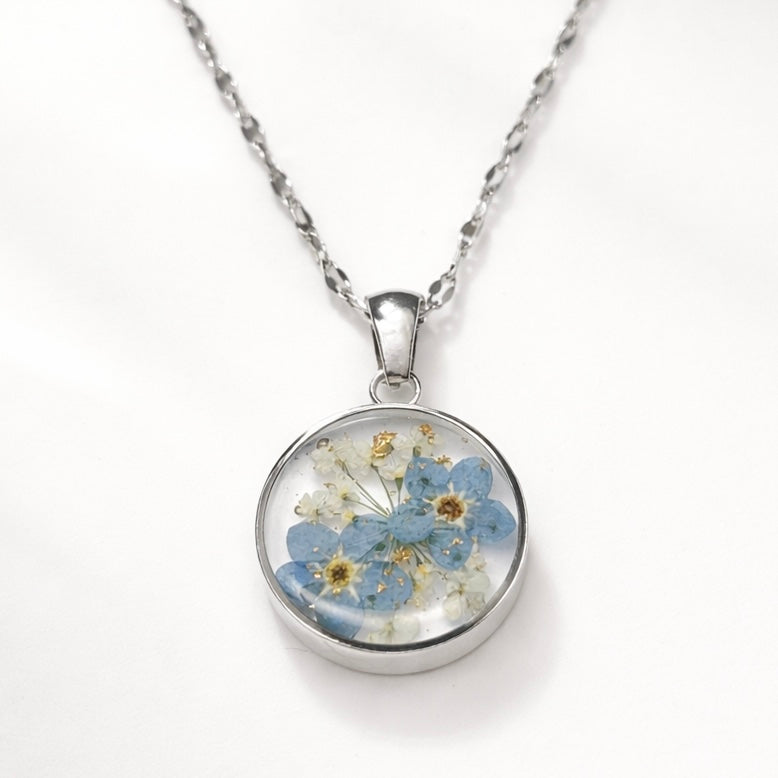 Ciondolo Eternity - Fiori veri, Resina e Acciaio Inox