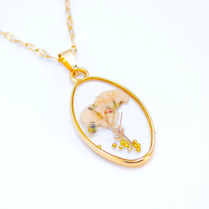 Ciondolo Elsa - Fiori veri, Resina e Acciaio Inox