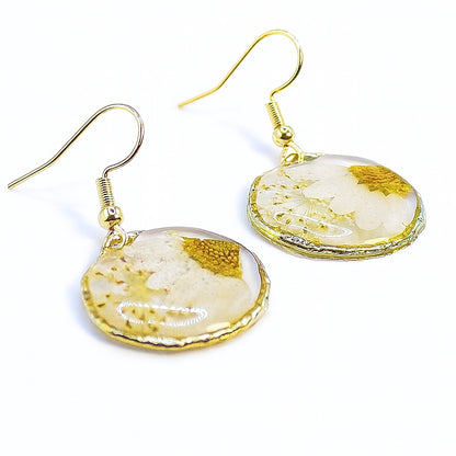 Orecchini Daisy - Fiori veri, Resina e Acciaio Inox