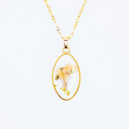 Ciondolo Elsa - Fiori veri, Resina e Acciaio Inox