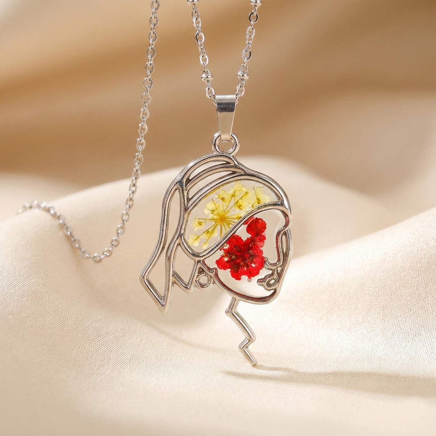 Ciondolo Lolita - Fiori veri, Resina e Acciaio Inox