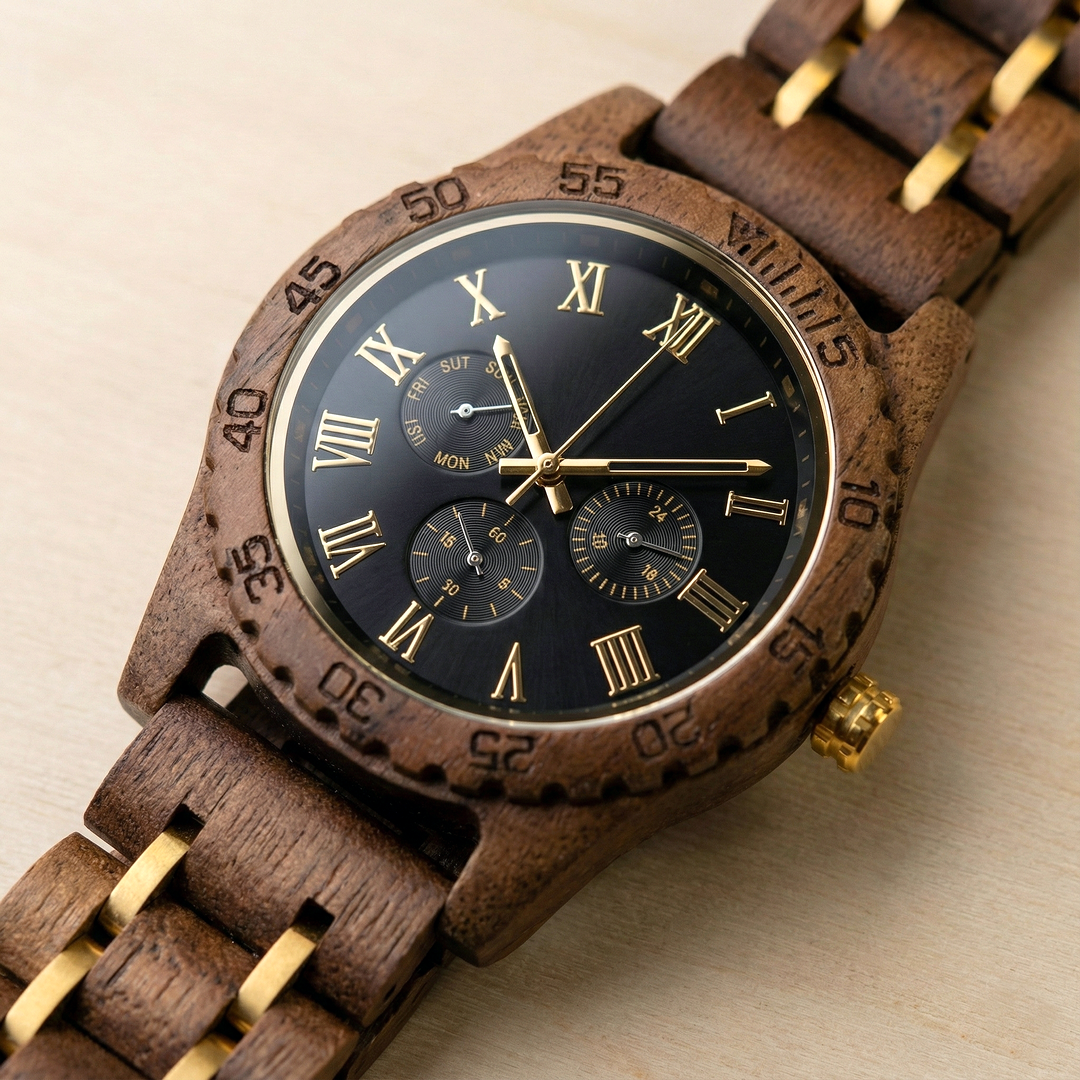 Orologio legno di Noce e Acciaio 45mm