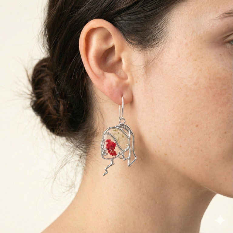 Orecchini Lolita - Fiori veri, Resina e Argento 925