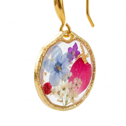 Orecchini Giardino Fiorito - Fiori veri, Resina e Acciaio Inox