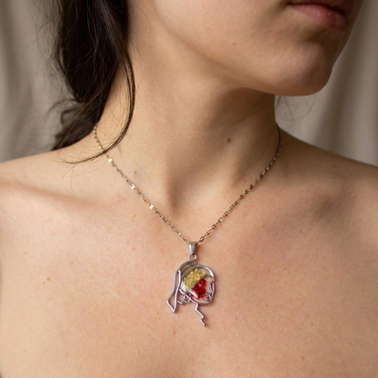 Ciondolo Lolita - Fiori veri, Resina e Acciaio Inox