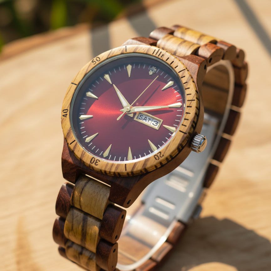 Orologio legno di Palissandro e Zebrano 42mm