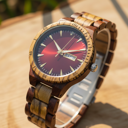 Orologio legno di Palissandro e Zebrano 42mm