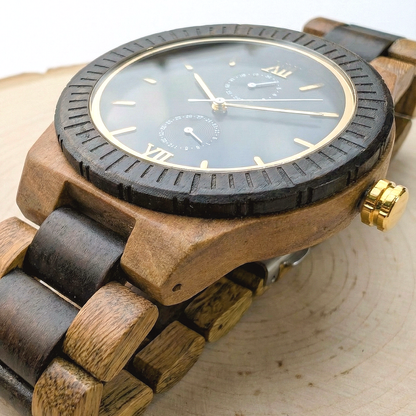 Orologio legno di Sandalo Verde e Noce 44mm
