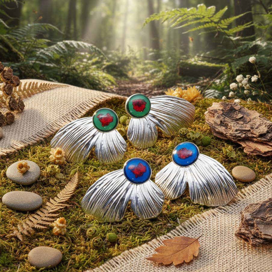 Orecchini Petali - Resina, Fiori veri e Acciaio Inox