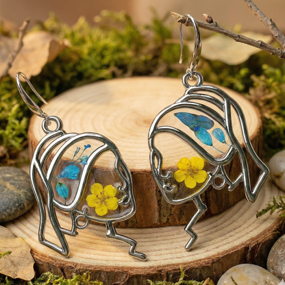 Orecchini Marianne - Resina, Fiori veri e Argento 925