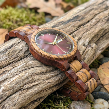 Orologio legno di Palissandro e Zebrano 42mm