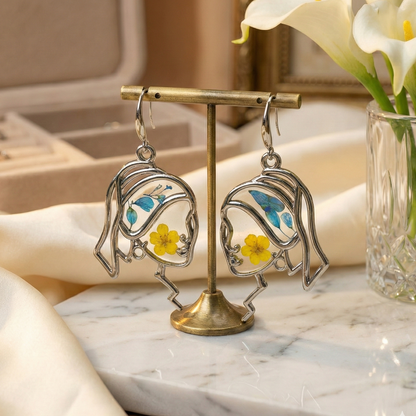 Orecchini Marianne - Resina, Fiori veri e Argento 925
