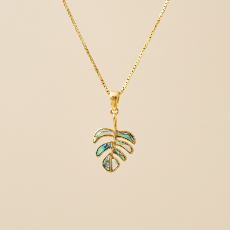 Ciondolo Monstera di Abalone - Acciaio Inox
