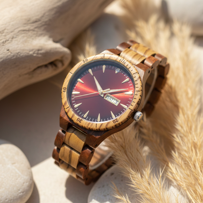 Orologio legno di Palissandro e Zebrano 42mm