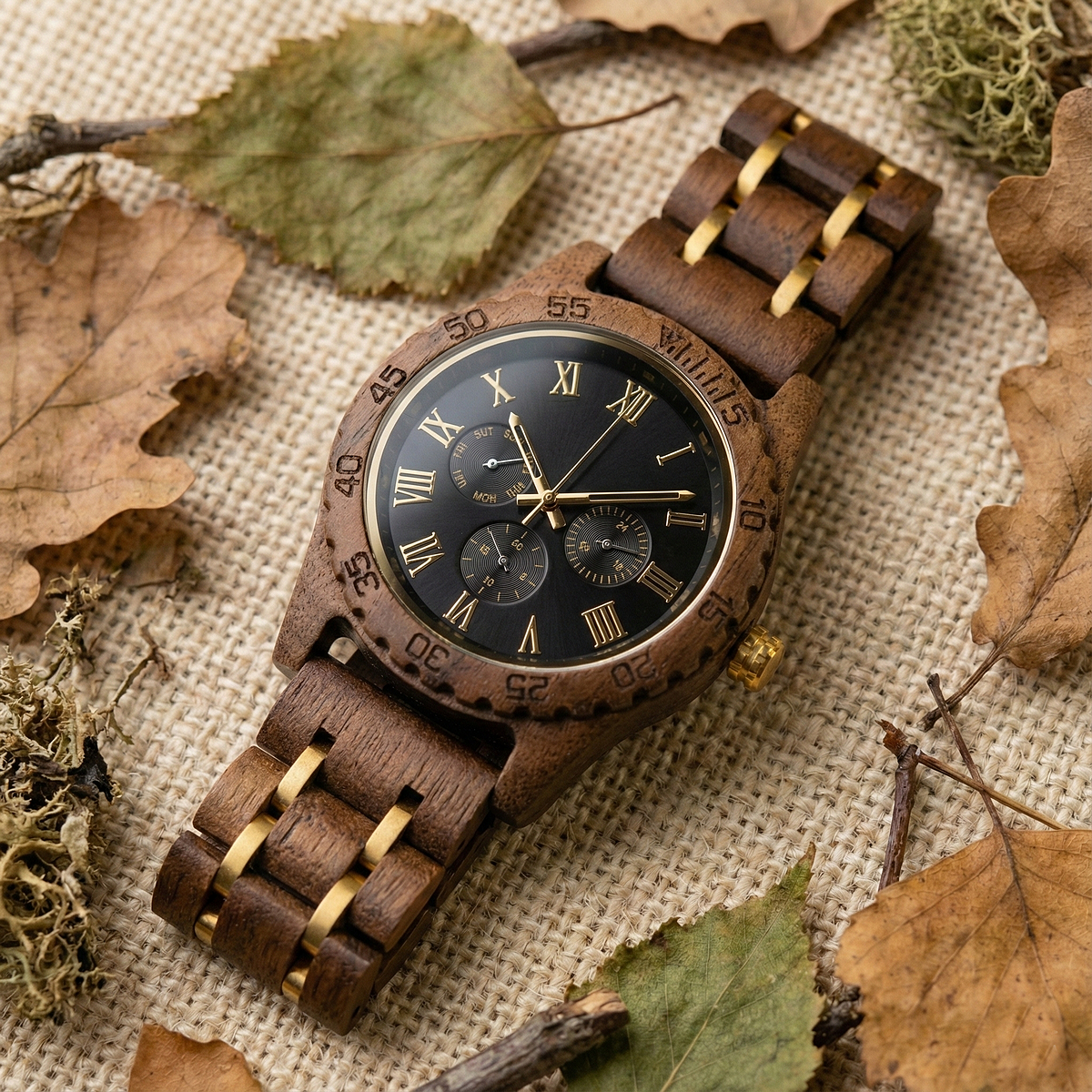 Orologio legno di Noce e Acciaio 45mm