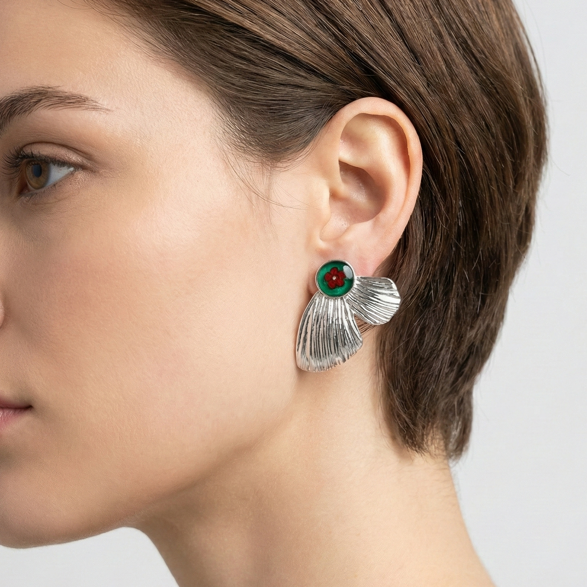 Orecchini Petali - Resina, Fiori veri e Acciaio Inox