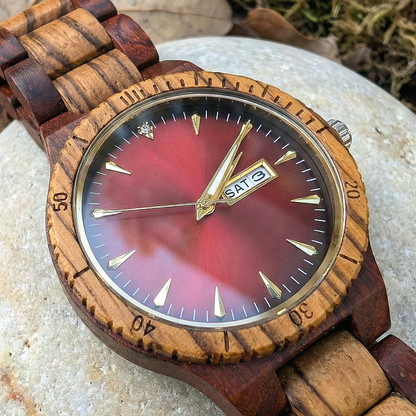 Orologio legno di Palissandro e Zebrano 42mm