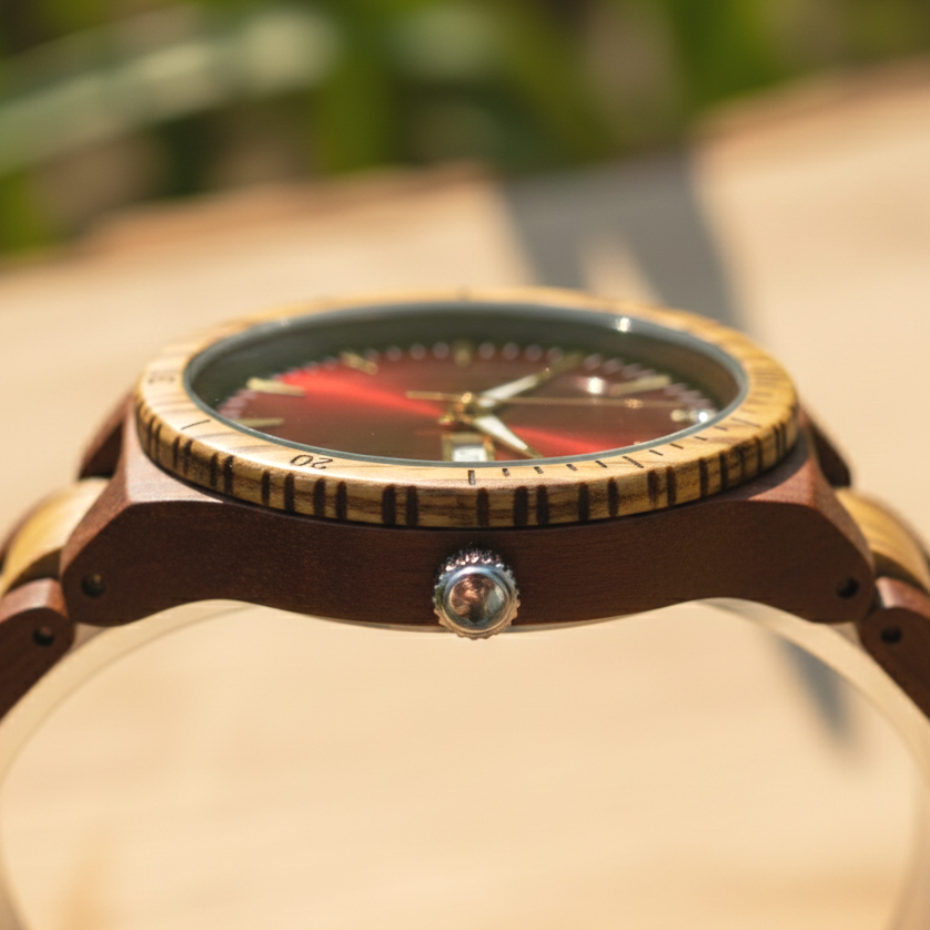 Orologio legno di Palissandro e Zebrano 42mm