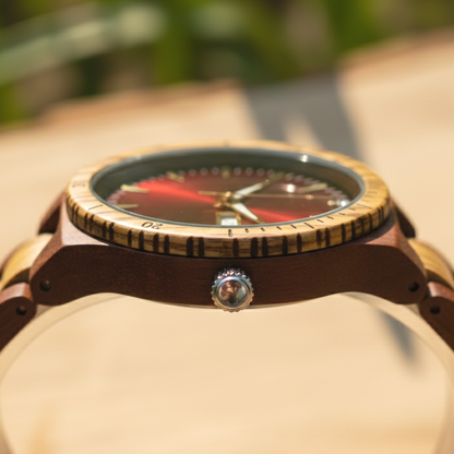 Orologio legno di Palissandro e Zebrano 42mm