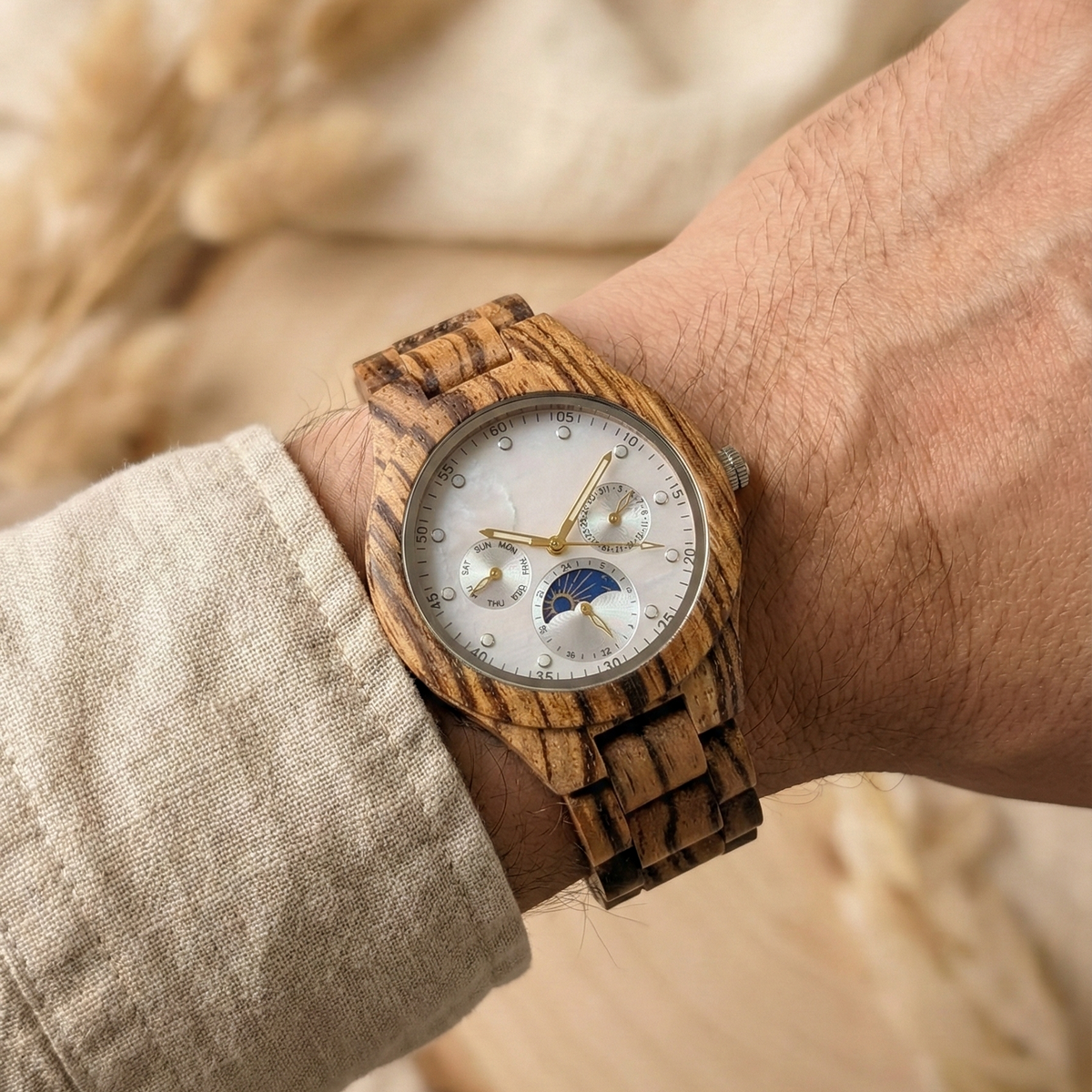 Orologio legno di Zebrano 38mm