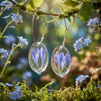 Orecchini Encanto Circle - Fiori veri, Resina e Acciaio Inox