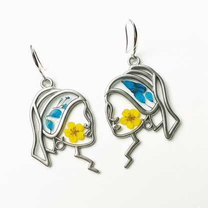 Orecchini Marianne - Resina, Fiori veri e Argento 925