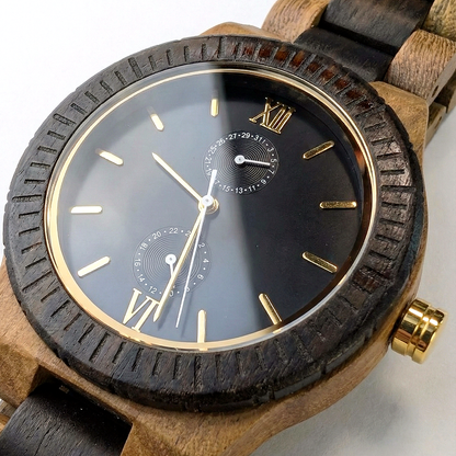 Orologio legno di Sandalo Verde e Noce 44mm