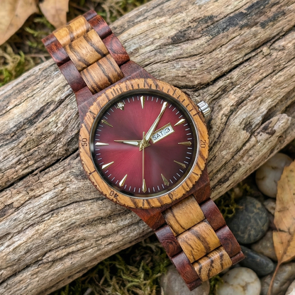 Orologio legno di Palissandro e Zebrano 42mm