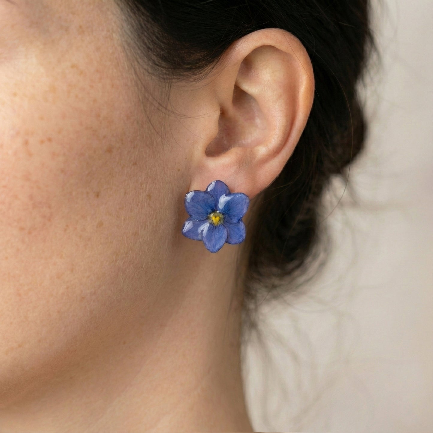 Orecchini Ortensia Blu - Fiori veri, Resina e Acciaio Inox