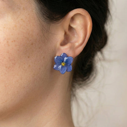 Orecchini Ortensia Blu - Fiori veri, Resina e Acciaio Inox