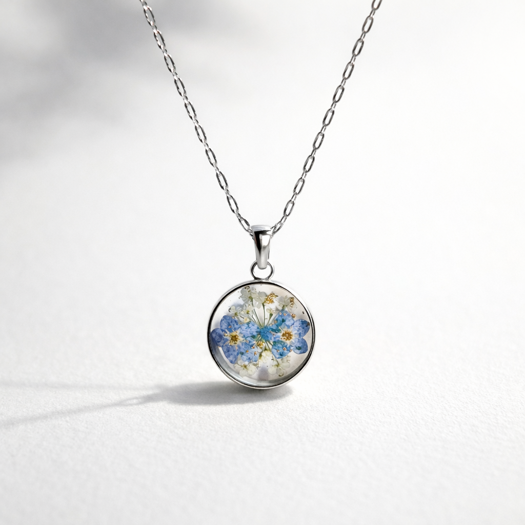 Ciondolo Eternity - Fiori veri, Resina e Acciaio Inox