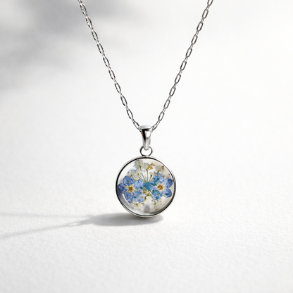 Ciondolo Eternity - Fiori veri, Resina e Acciaio Inox