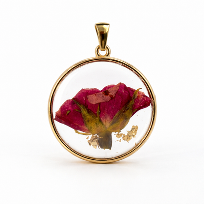 Ciondolo Rose - Fiori veri, Resina e Acciaio Inox