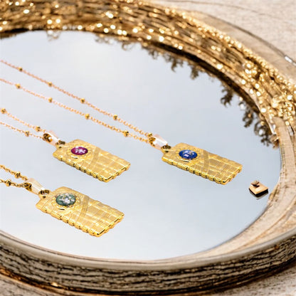 Ciondolo Gold Rettangolo - Resina, Fiori veri e Acciaio Inox