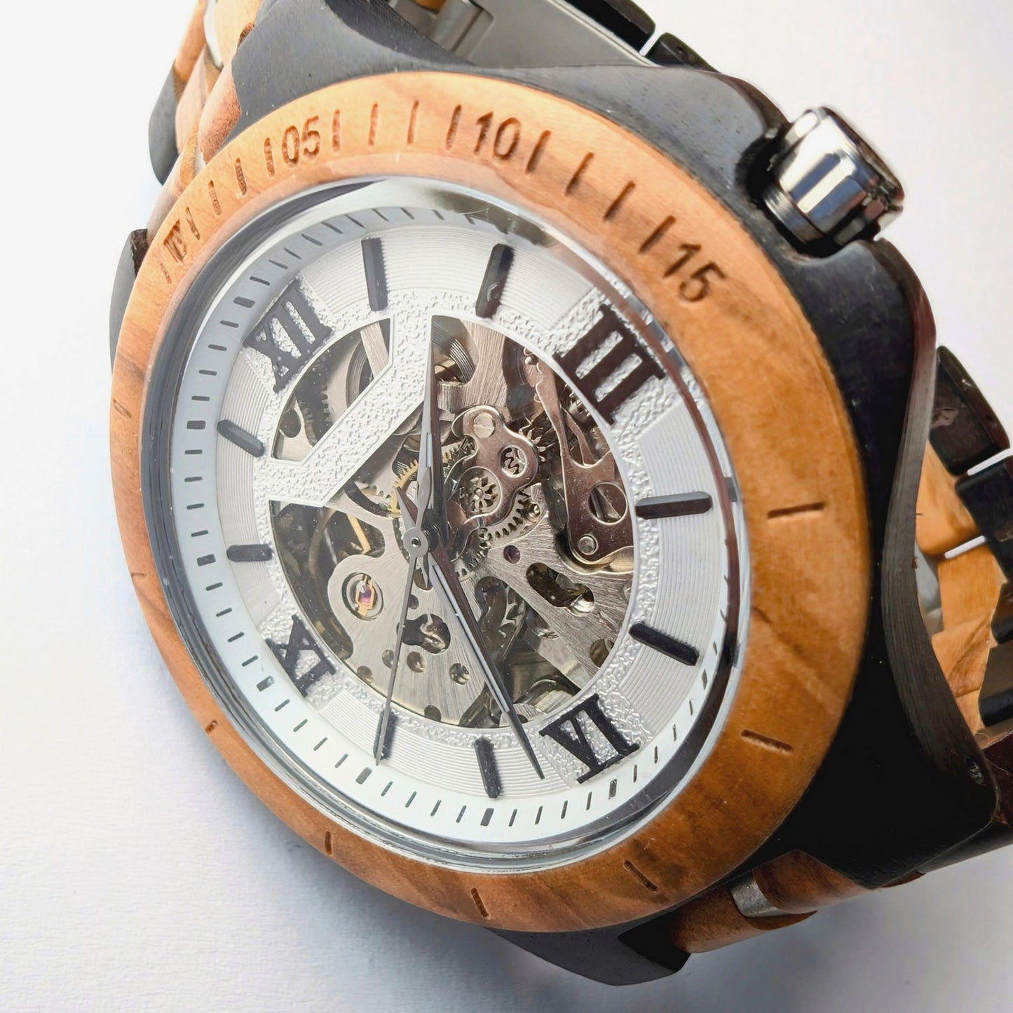 Orologio legno di Zebrano ed Ebano 43mm