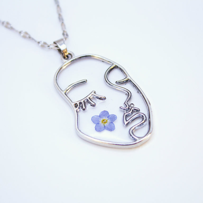 Ciondolo Ricordami - Fiori veri, Resina e Acciaio Inox